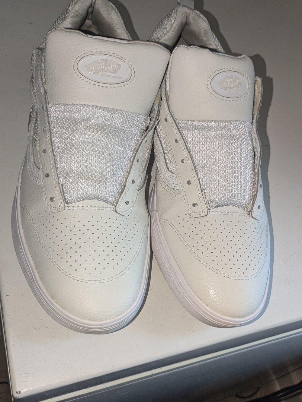 Vans Men’s All-White Low-Top Leather Sneakers